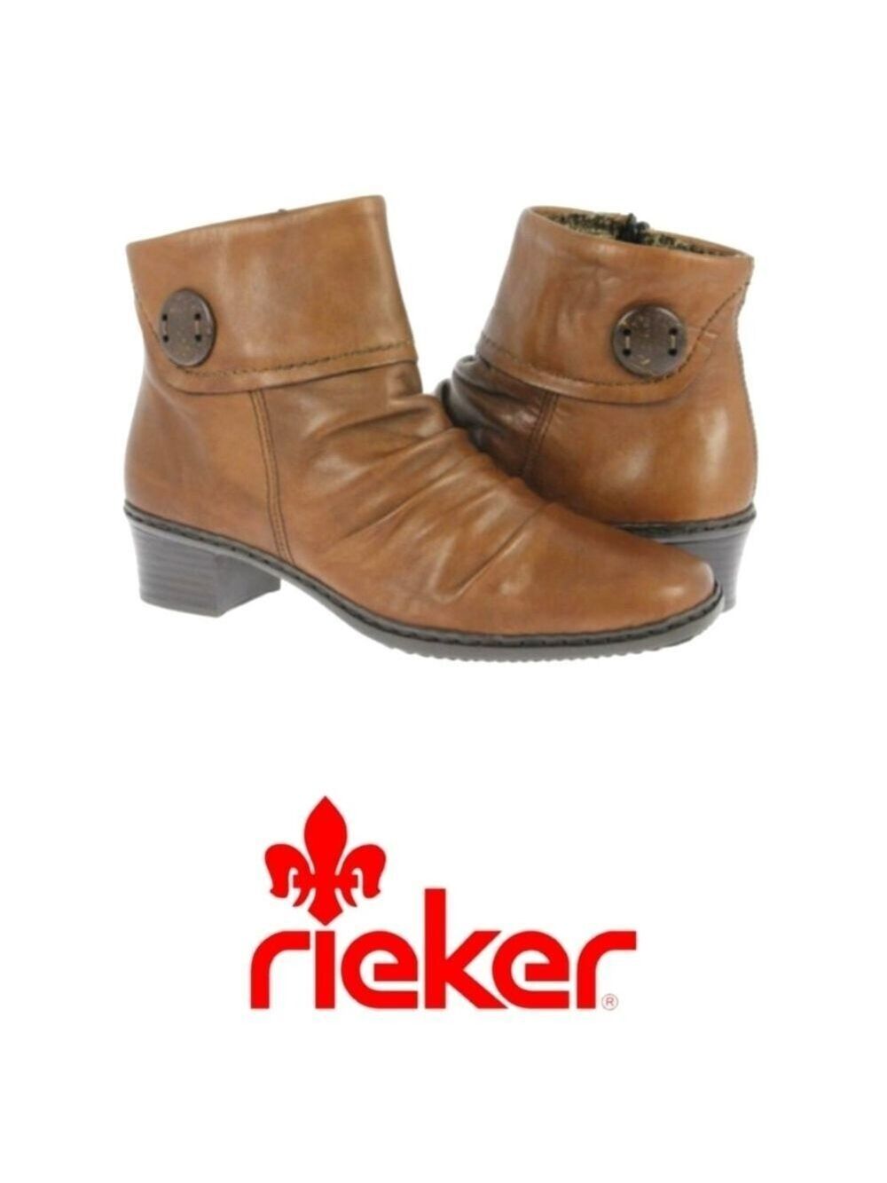 Rieker Kendra Peanut Leather Ankle Bootie Size EU 36 US 6  Comfort